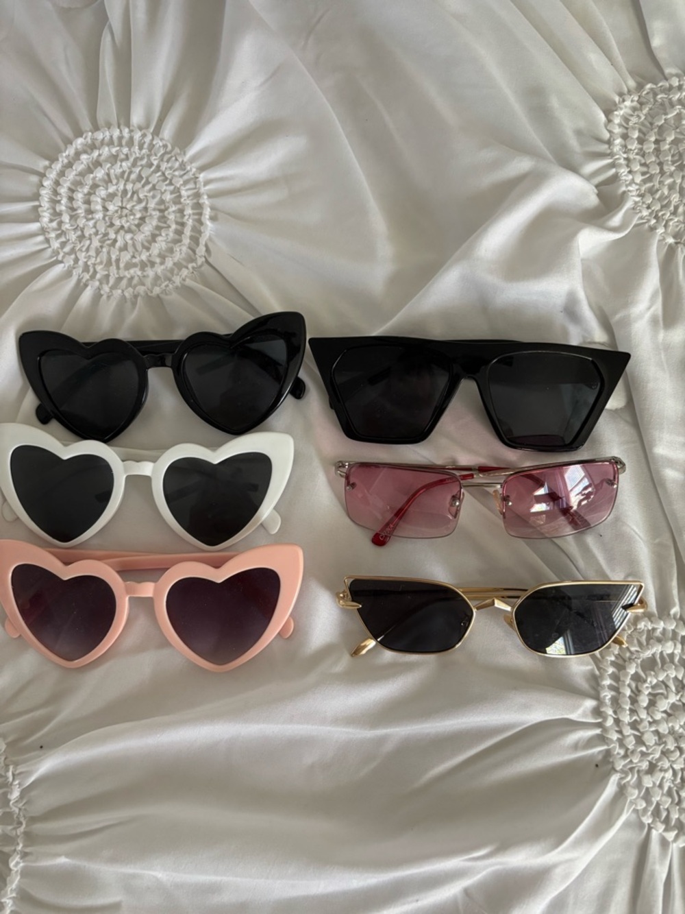 Mixed Pack of 6 Party Sunglasses - Black, White, Pink, Gold
